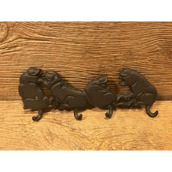 Cast Iron Four Pigs Tails Wall Hook 11"wide 4 1/8"tall Barbeque Decor 0184-0455 - Picture 1 of 12